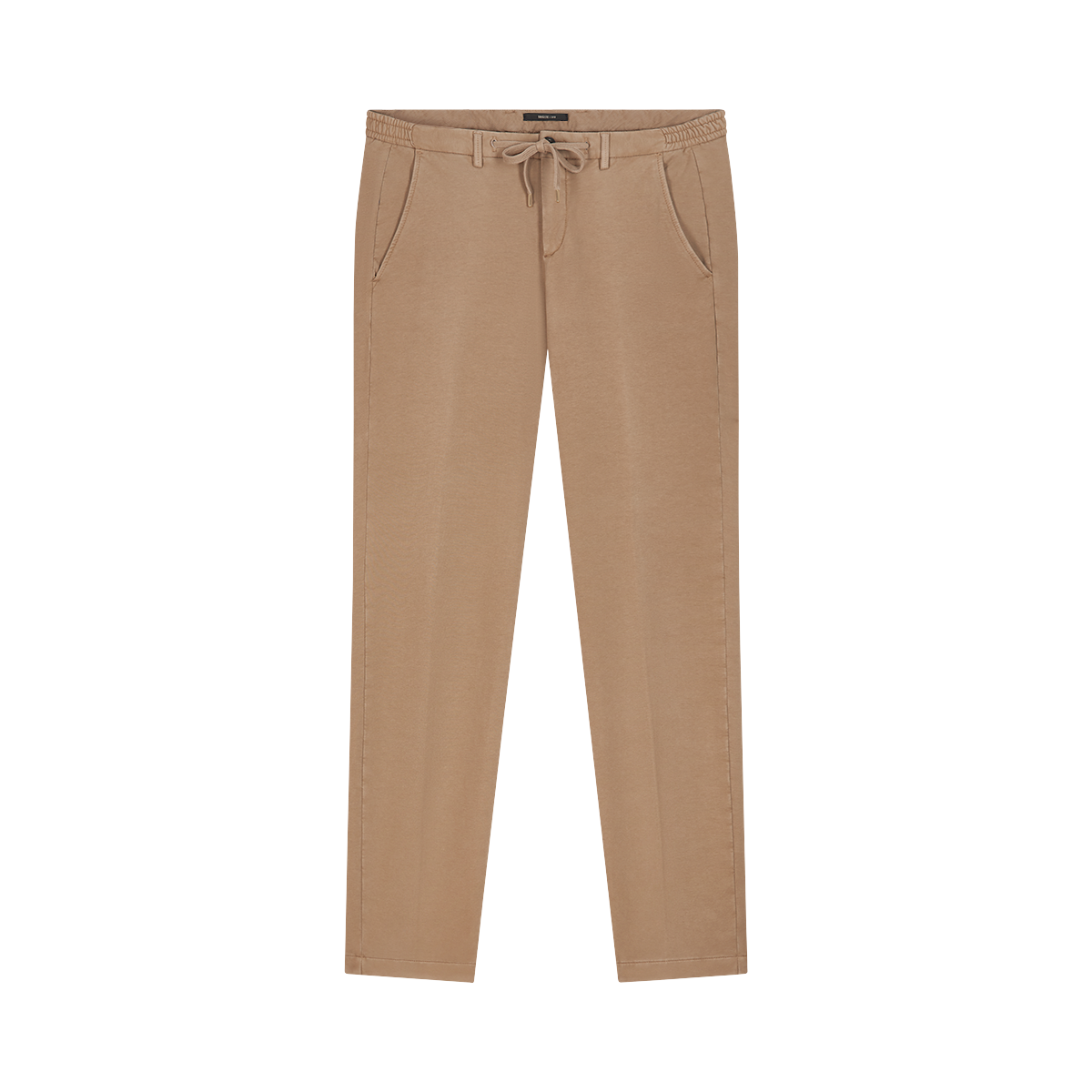Sand Cotton Blend Drawstring Trousers