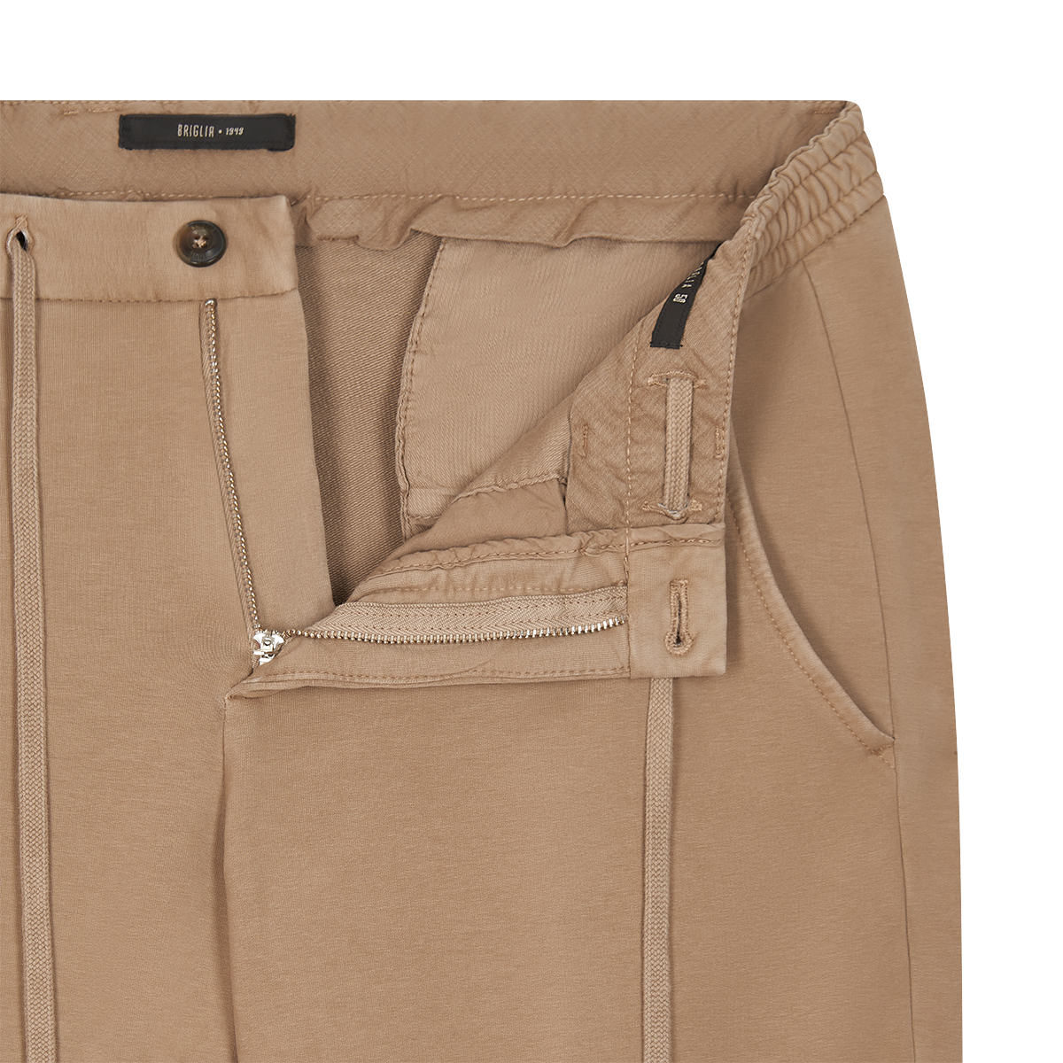 Sand Cotton Blend Drawstring Trousers