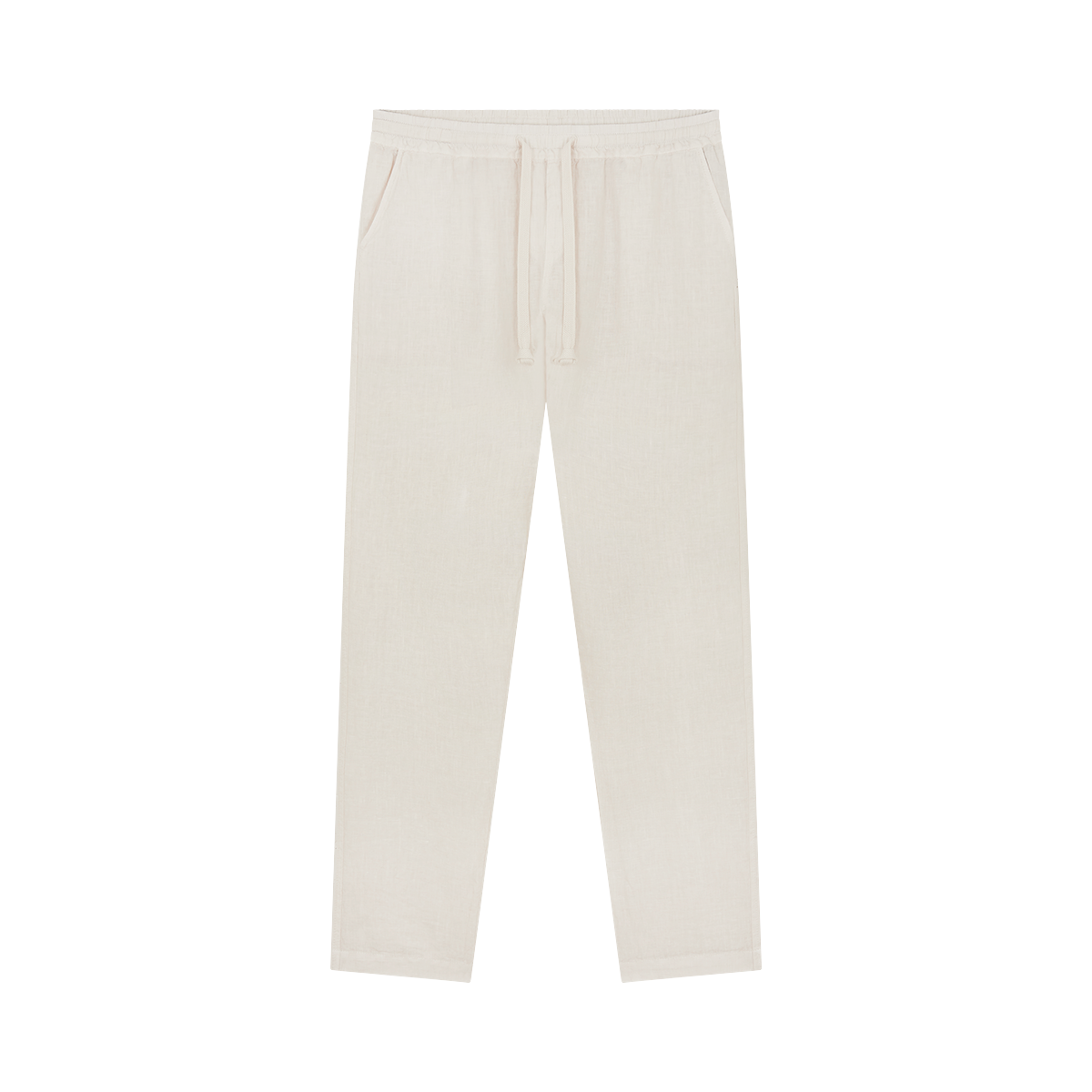 Off White Linen Drawstring Trousers