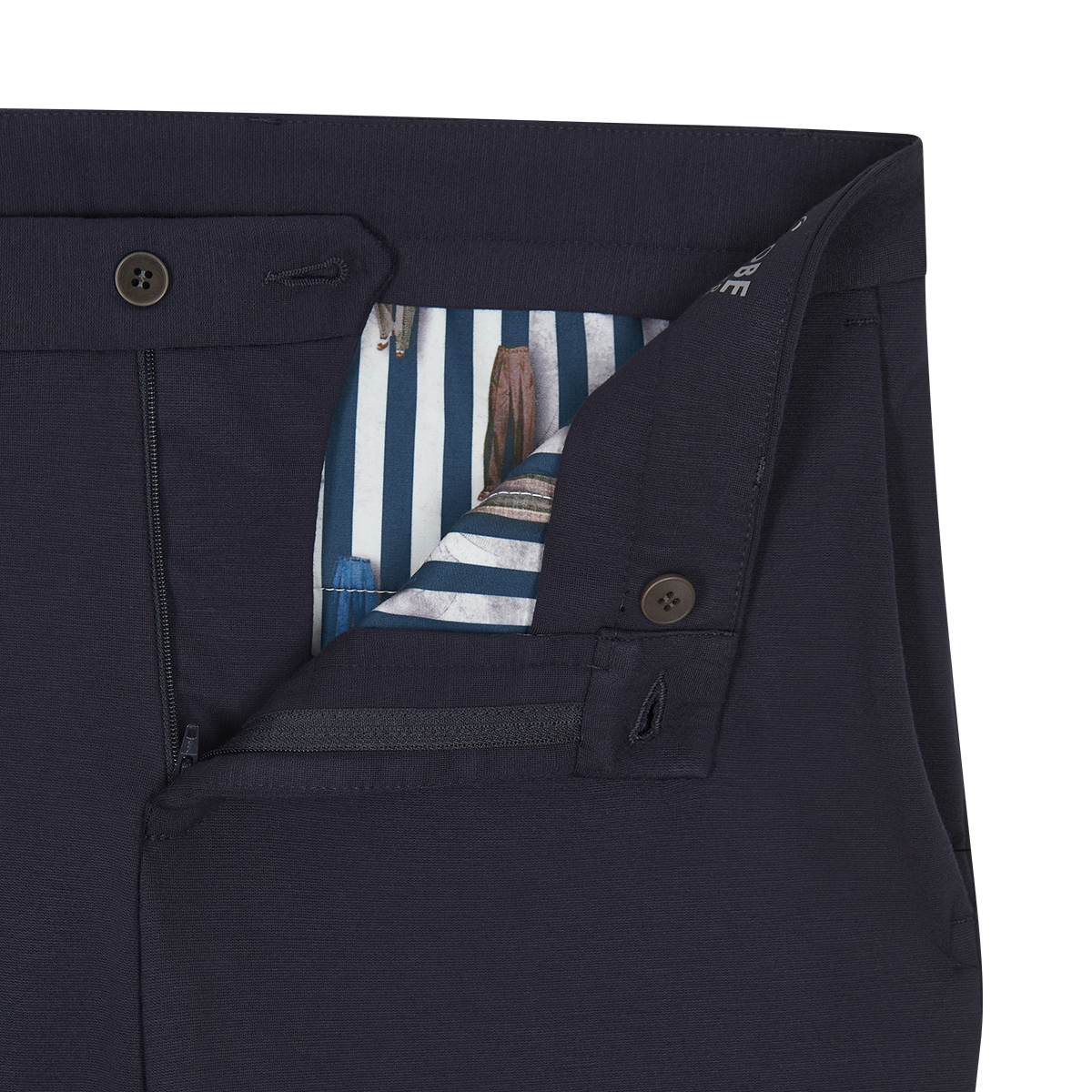 Navy Stretch Jersey Trousers