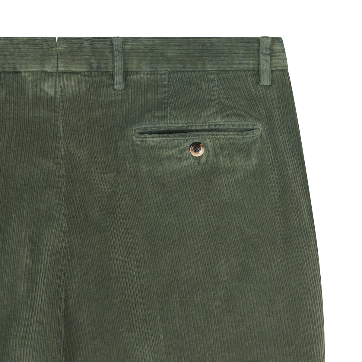 Green Stretch Cotton Corduroy Trousers