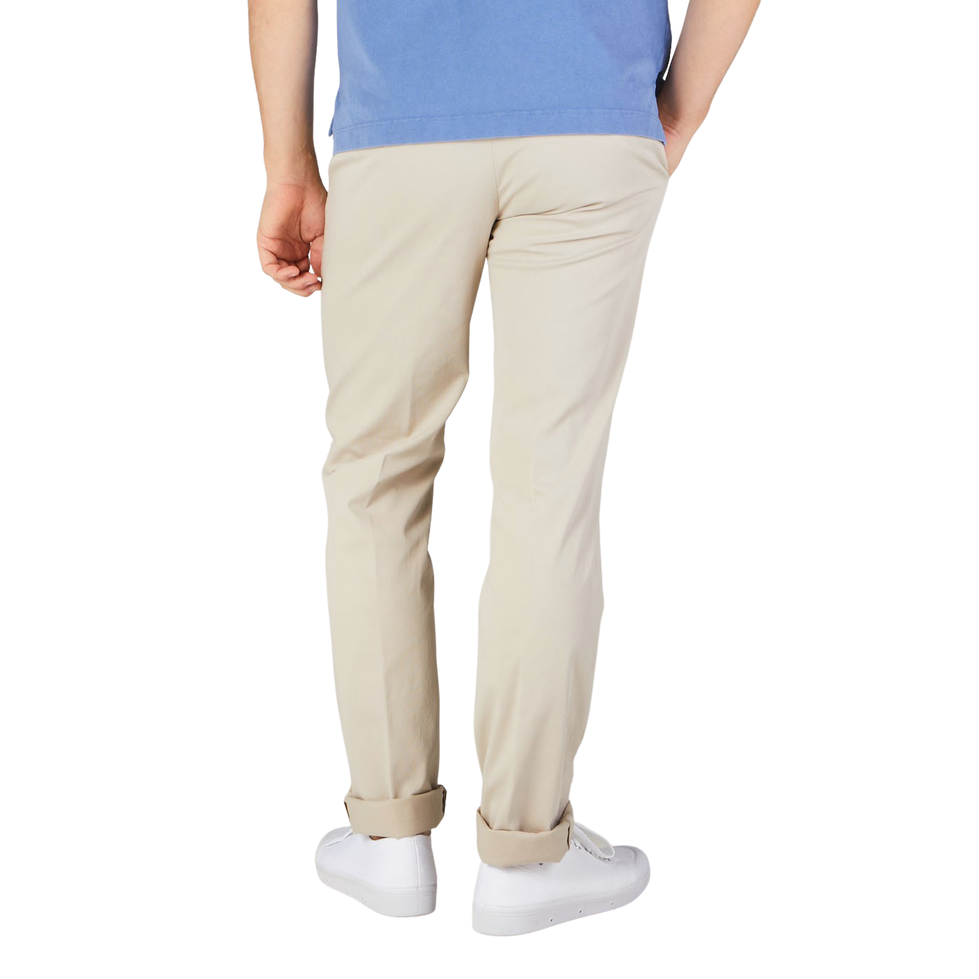 Canali Beige Cotton Stretch Flat Front Chinos Back