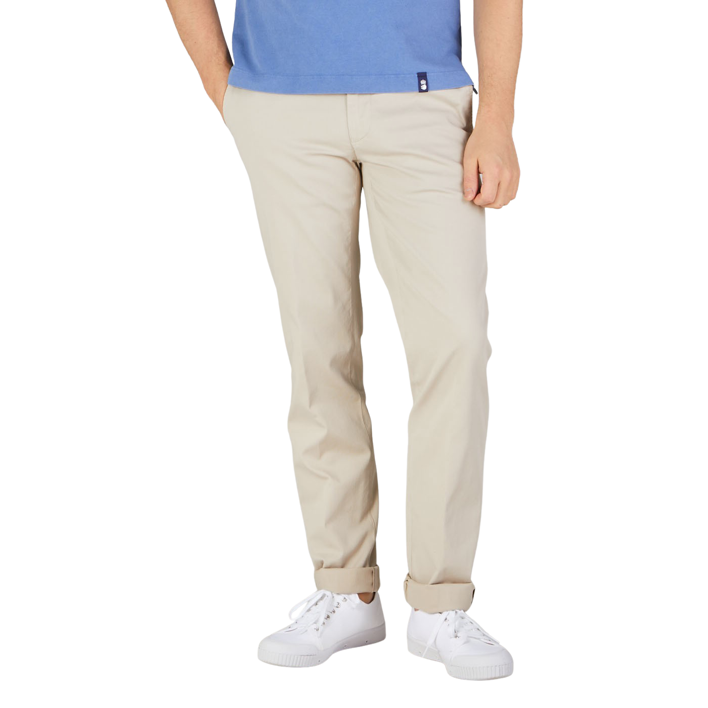 Canali Beige Cotton Stretch Flat Front Chinos Front