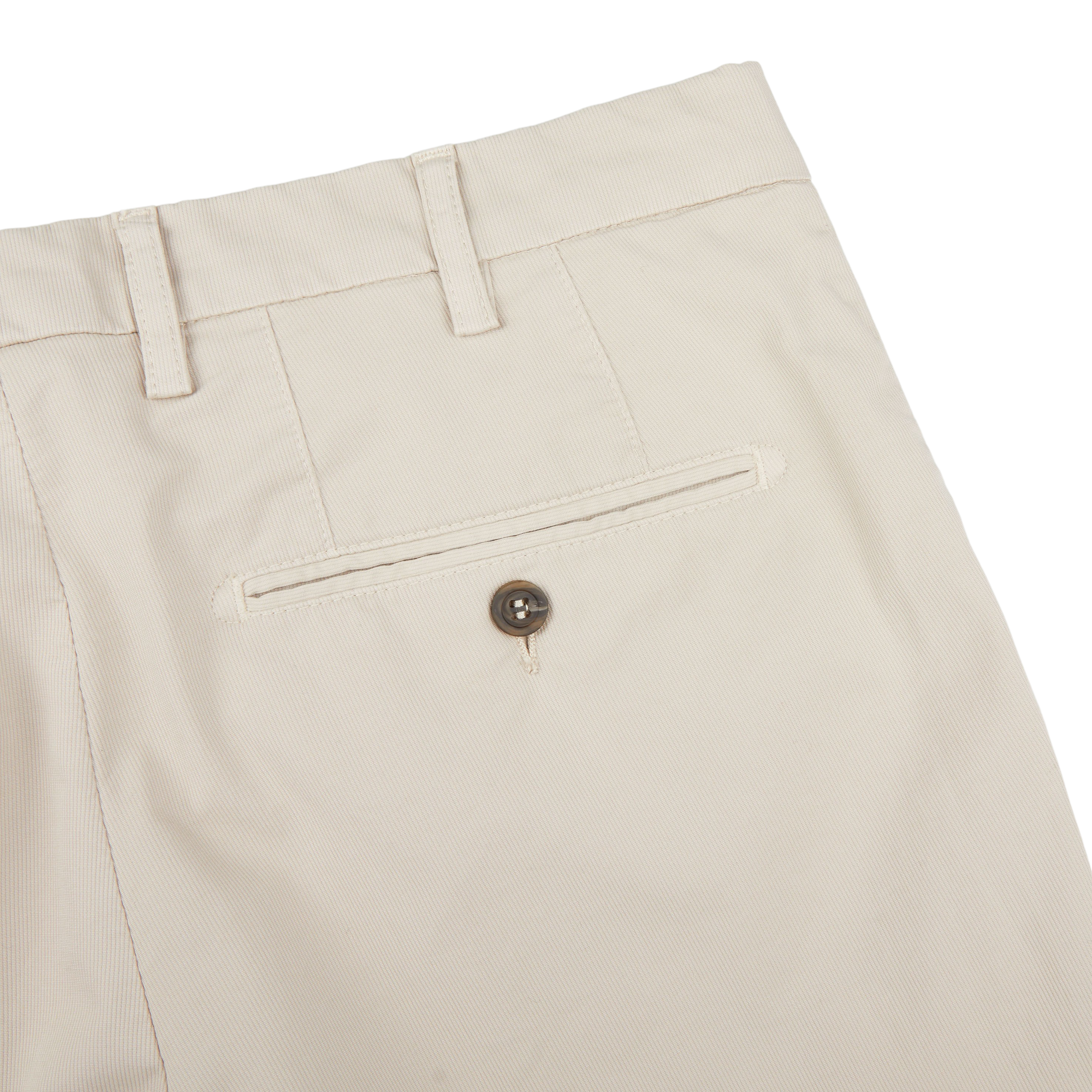 Canali Beige Cotton Stretch Flat Front Chinos Pocket