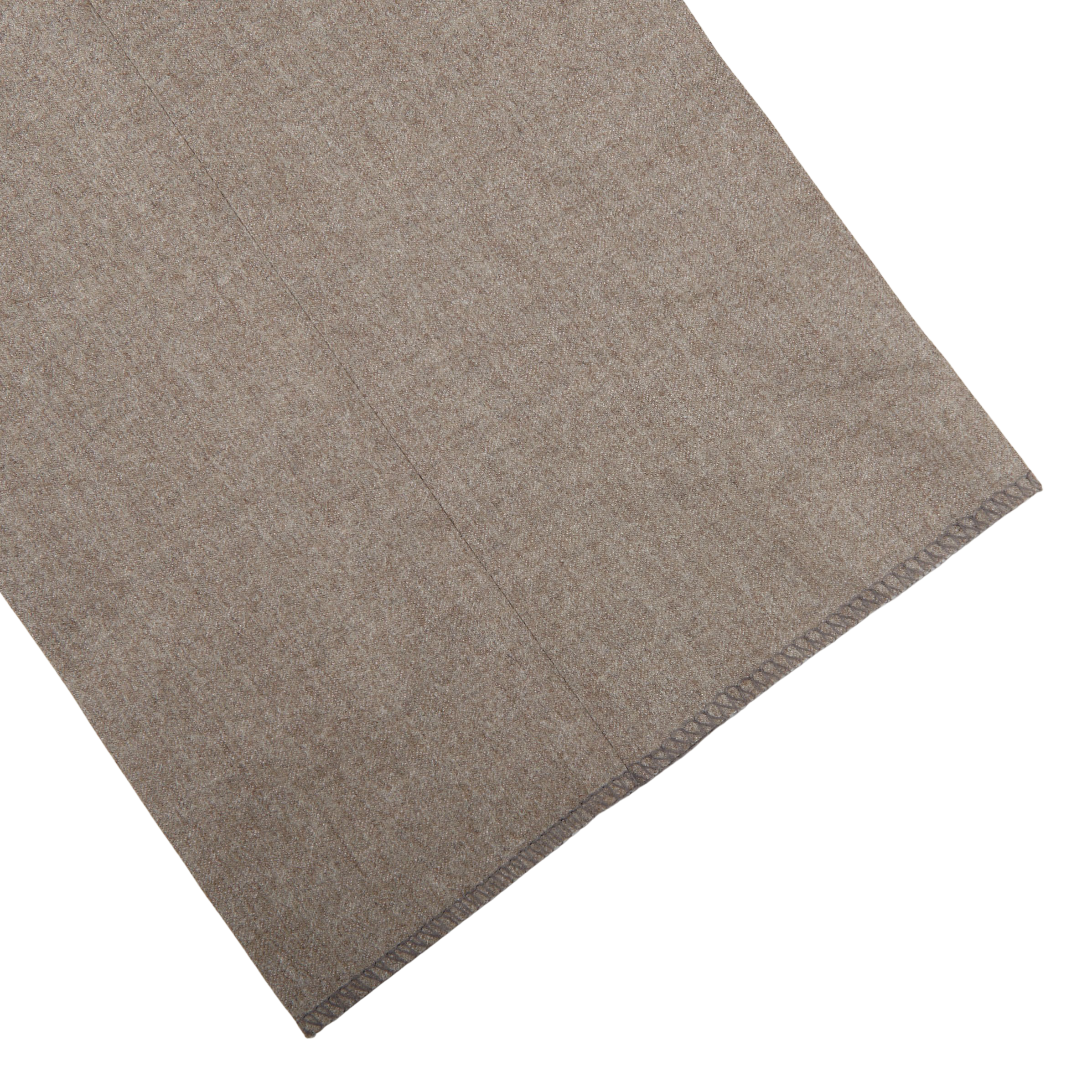 Canali Beige Wool Flannel Flat Front Trousers Cuff