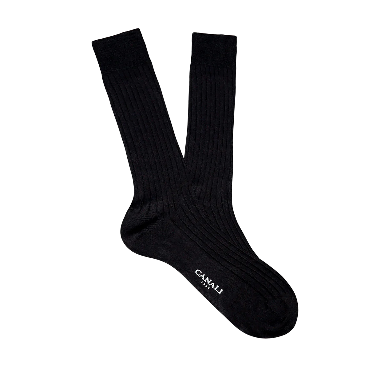 Black Ribbed Cotton Socks