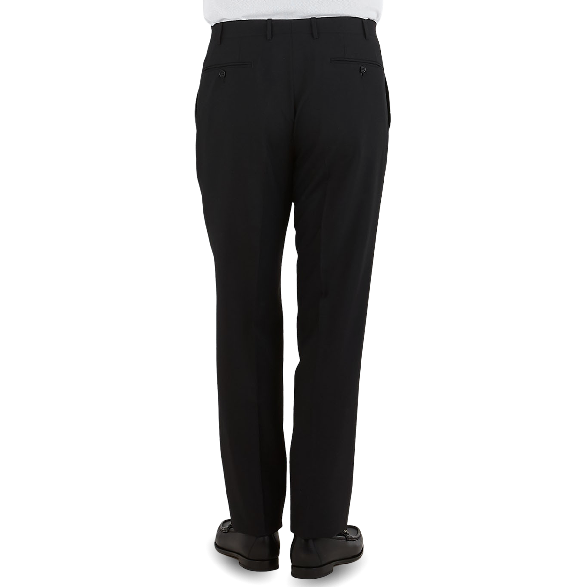 Canali Black Tropical Wool Single Pleat Trousers Back