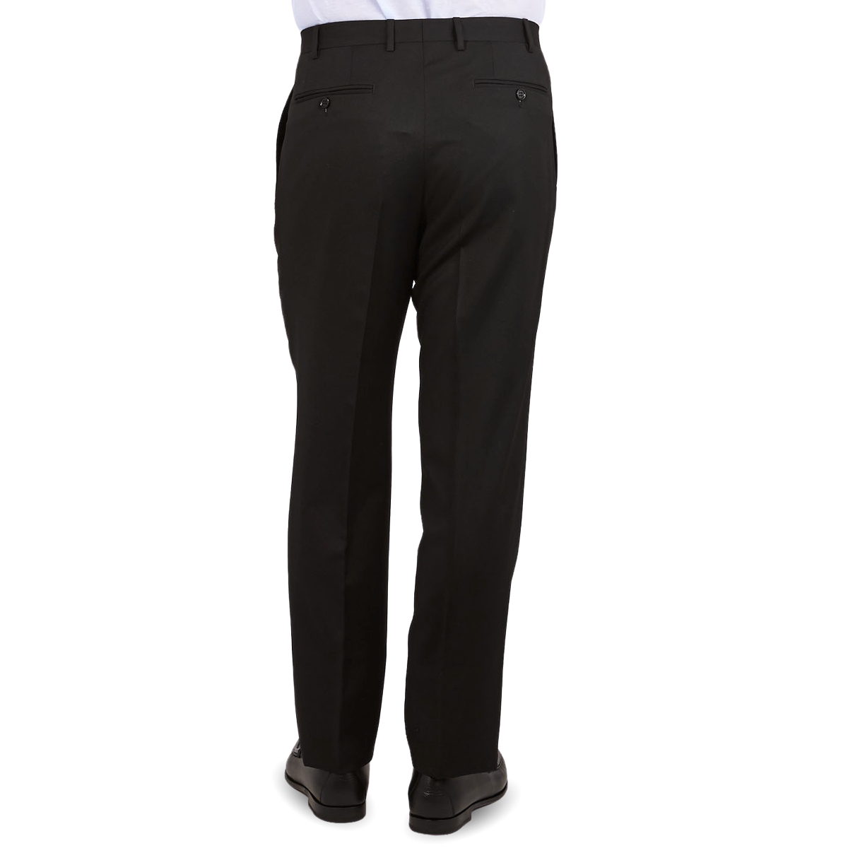 Canali Black Wool Single Pleat Trousers Back