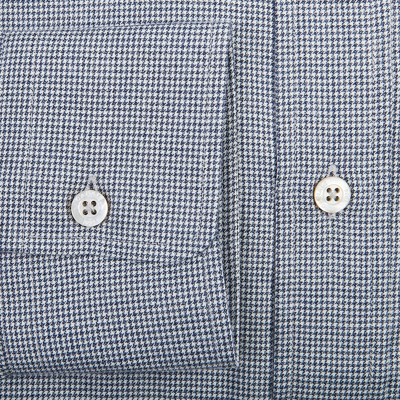 Canali Blue Dogtooth Cotton Flannel BD Shirt Cuff