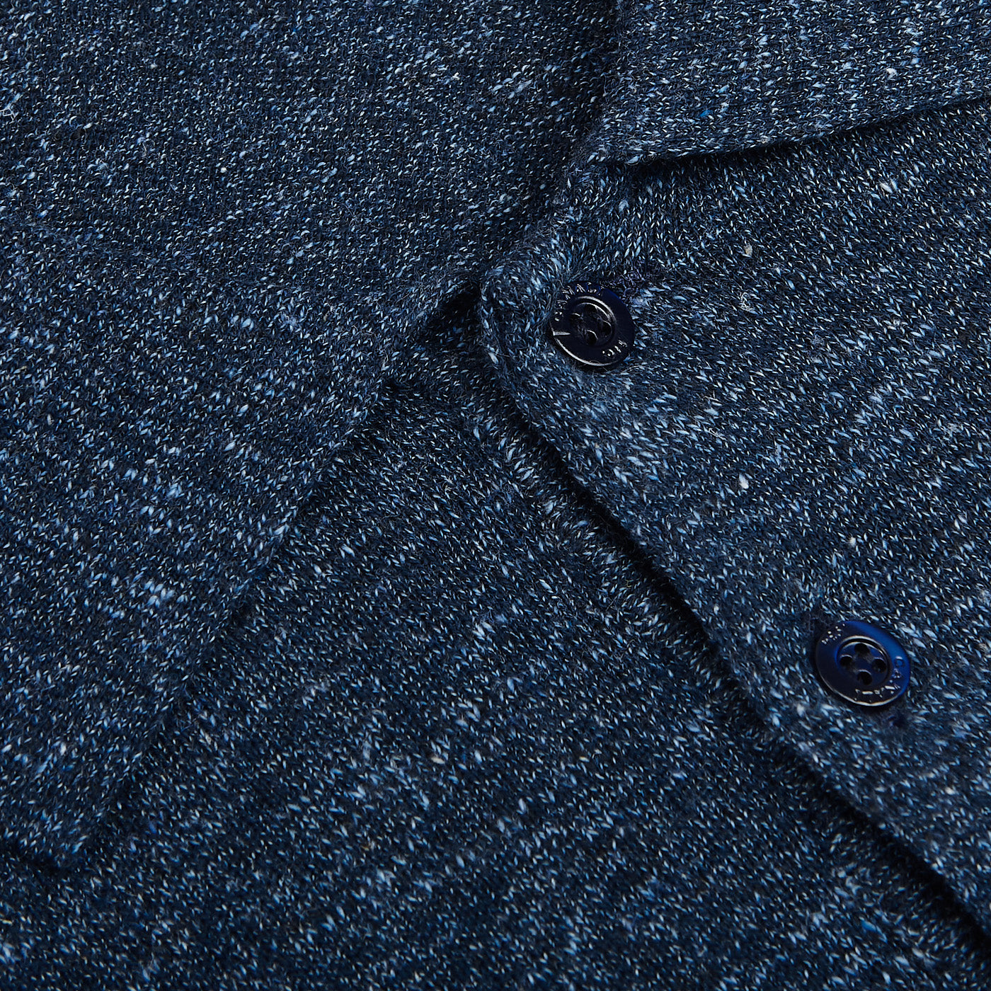 Canali Blue Melange Cotton Linen Polo Shirt Brim