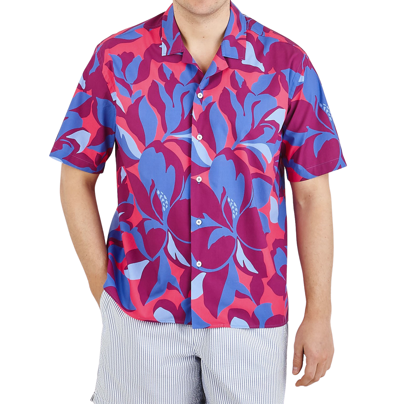 Canali Blue Printed Cotton Black Edition Shirt Front