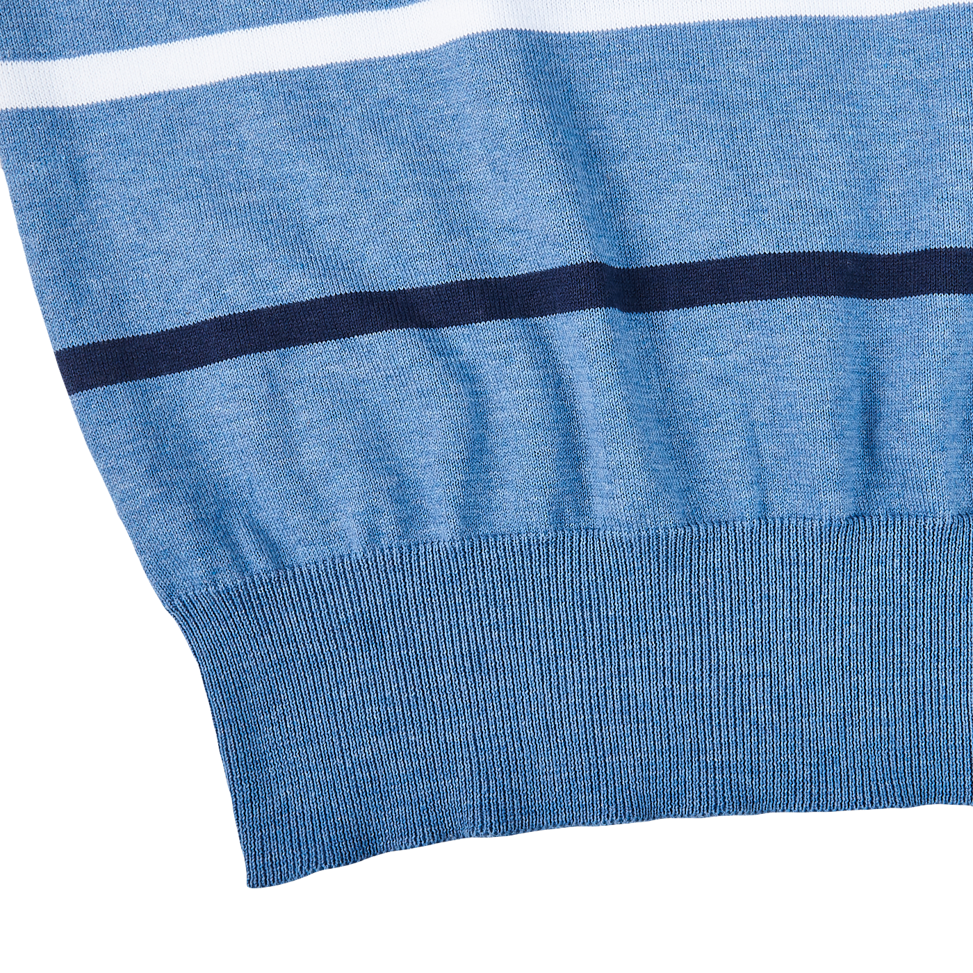 Canali Blue Striped Cotton Crewneck Sweater Edge
