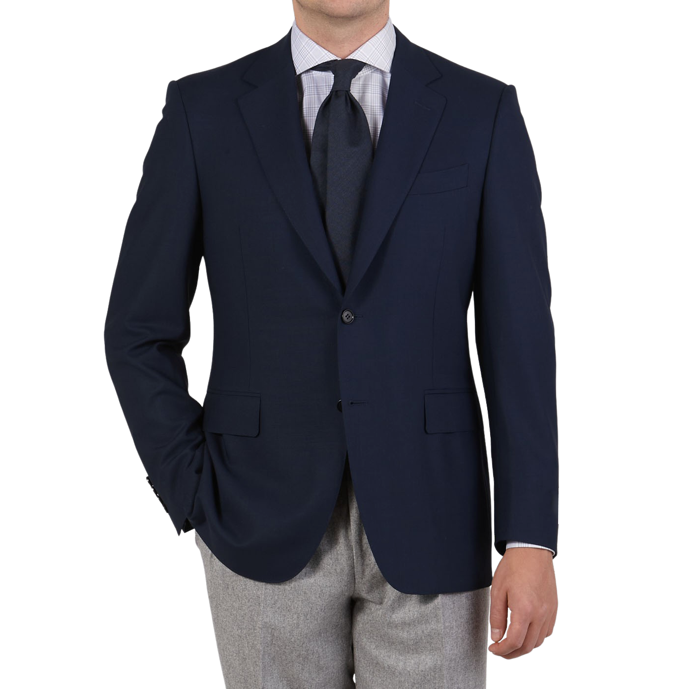 Canali Blue Wool Hopsack Travel Blazer Front1