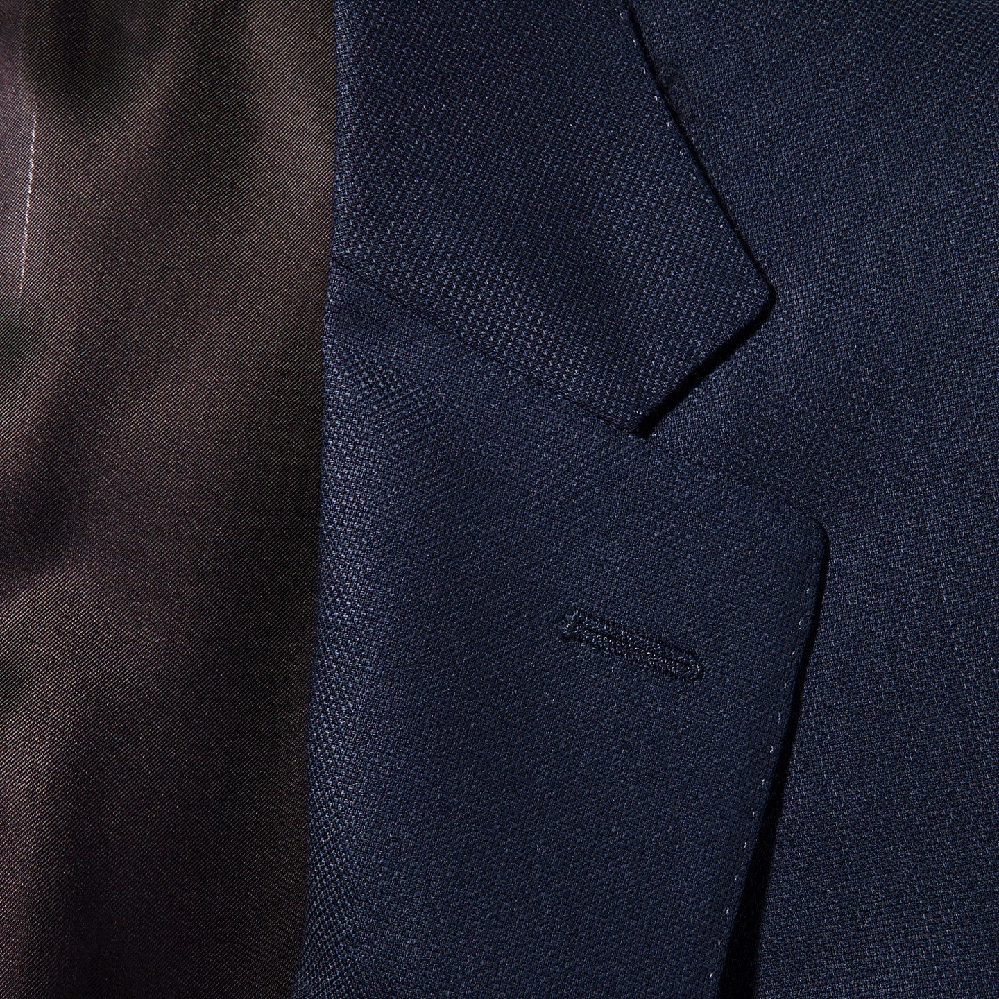 A close up image of a Canali Blue Wool Hopsack Travel Blazer.
