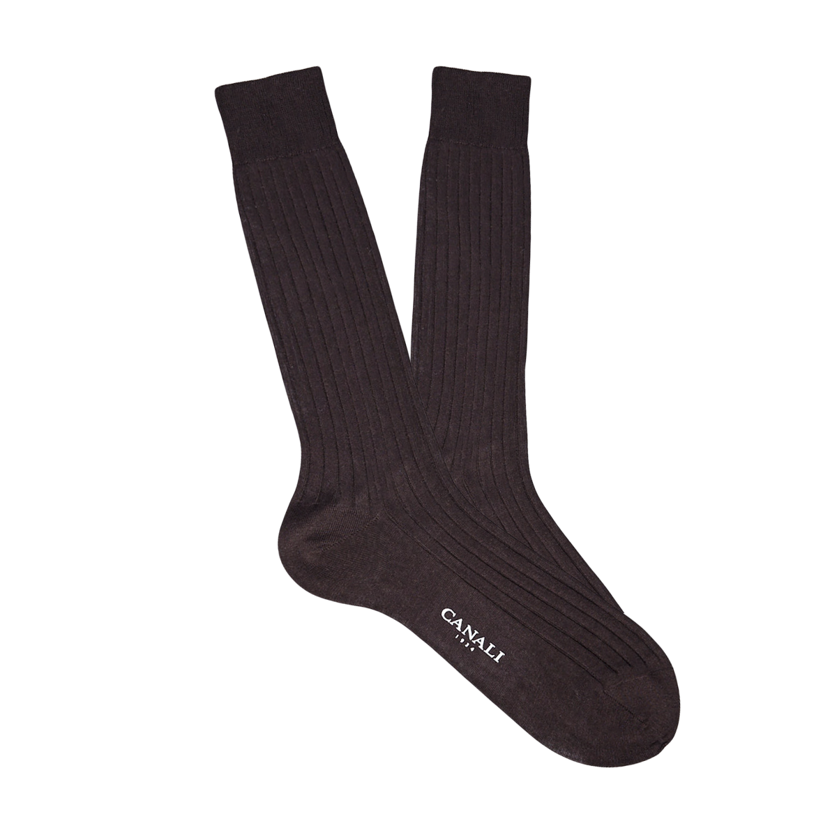 Brown Ribbed Cotton Socks