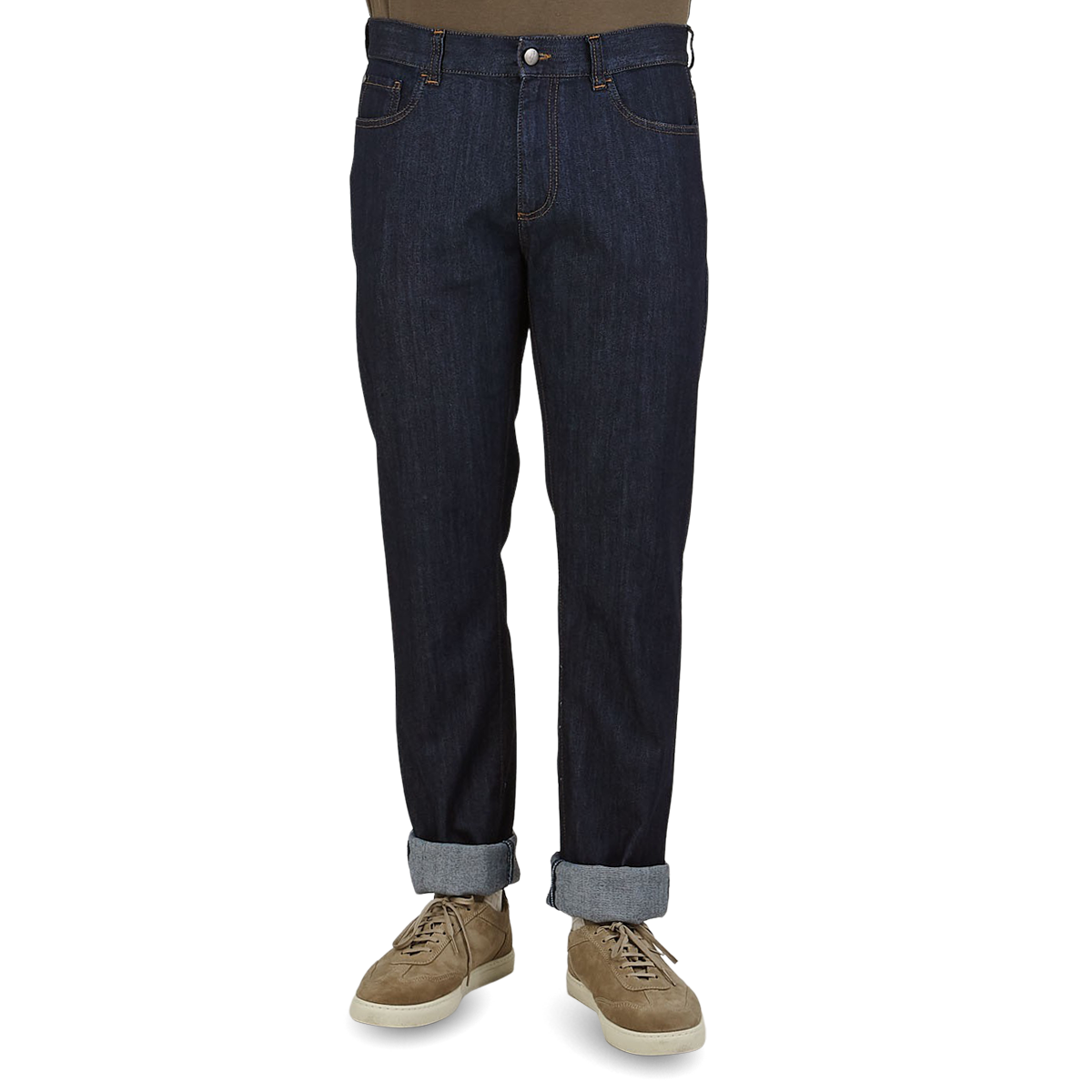 Canali Dark Indigo Cotton Stretch Jeans Front