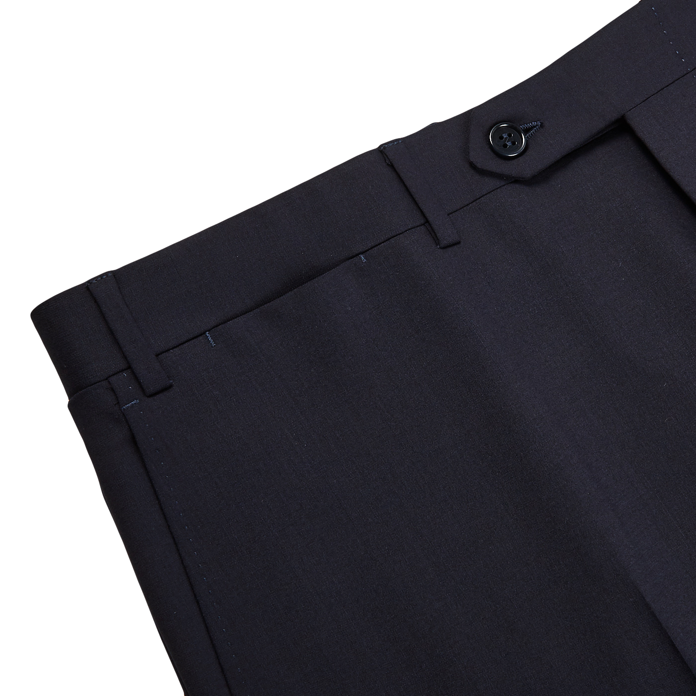 Canali Dark Matte Blue Wool Stretch Trousers Edge