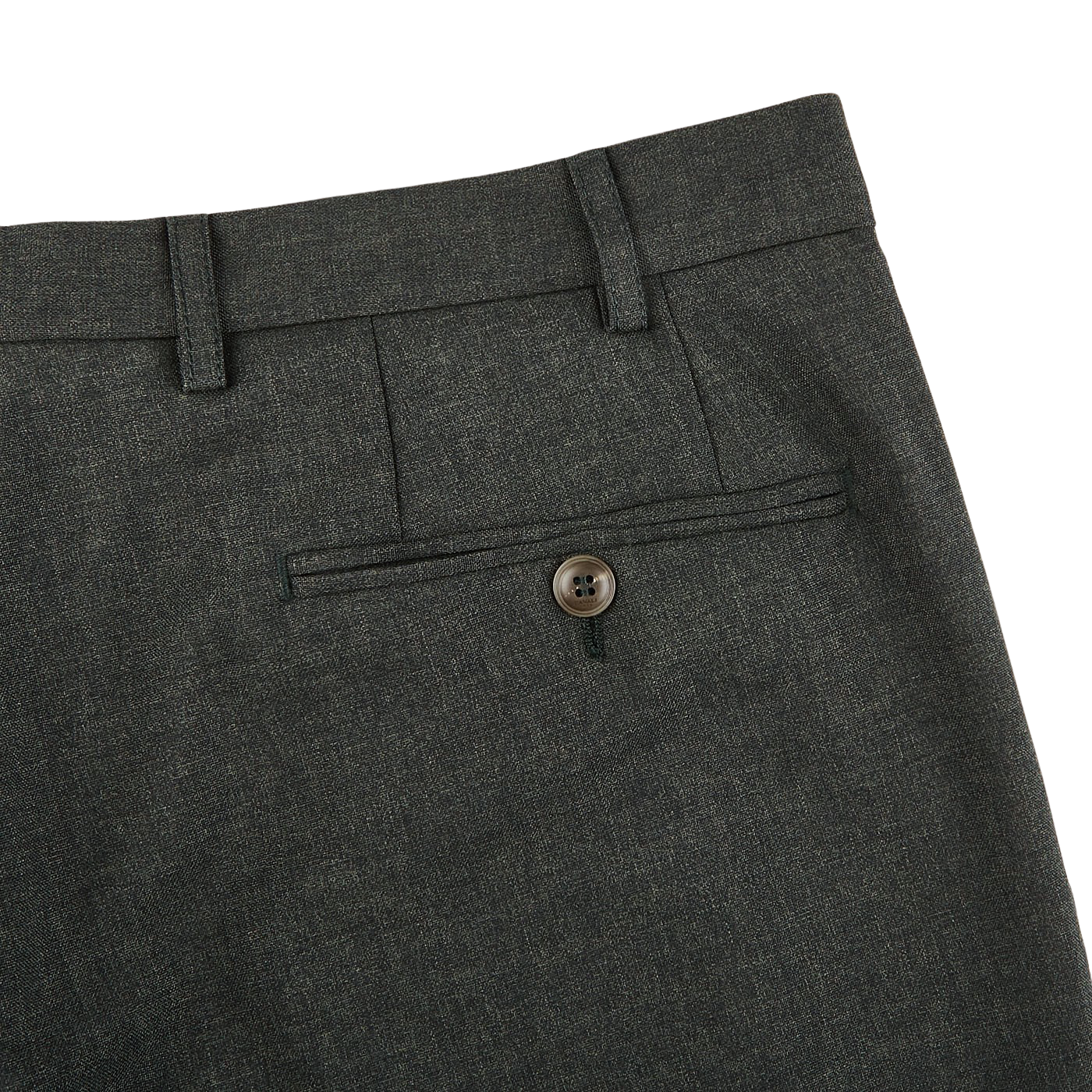 Canali Green Melange Washable Wool Trousers Pocket
