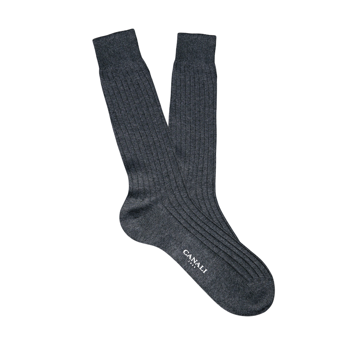 Grey Ribbed Cotton Socks