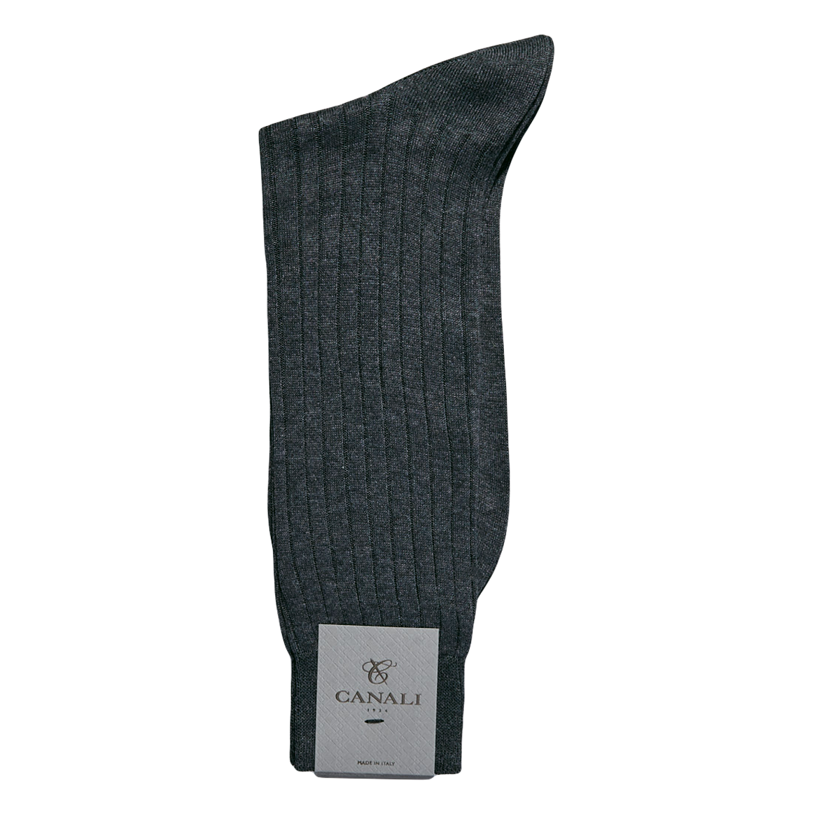 Grey Ribbed Cotton Socks