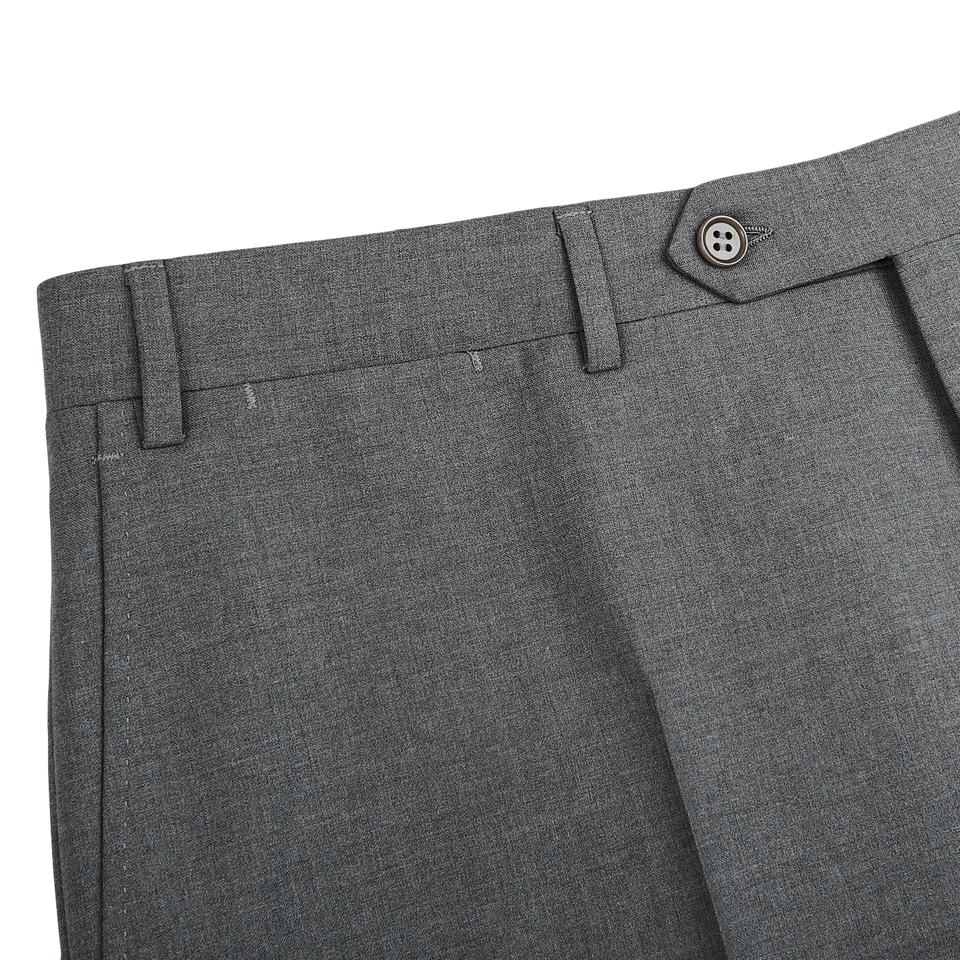 Canali Grey Tropical Wool Flat Front Trousers Edge