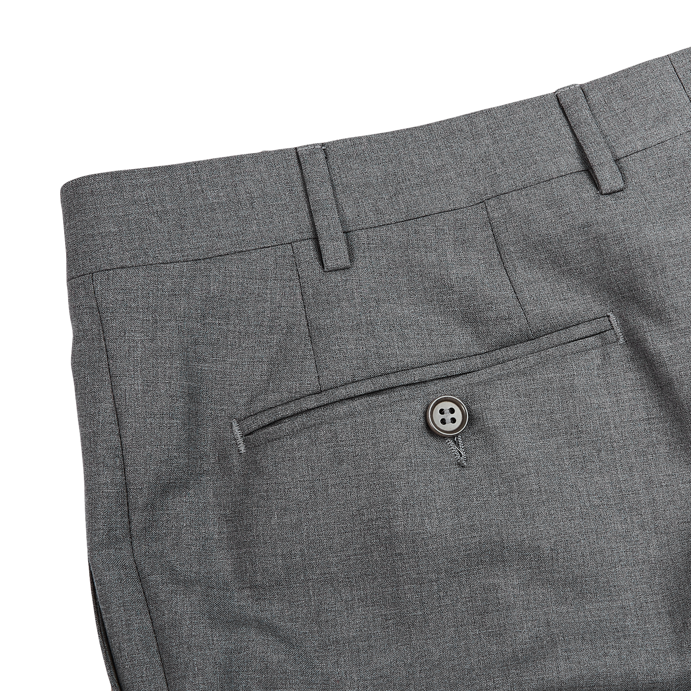 Canali Grey Tropical Wool Flat Front Trousers Pocket