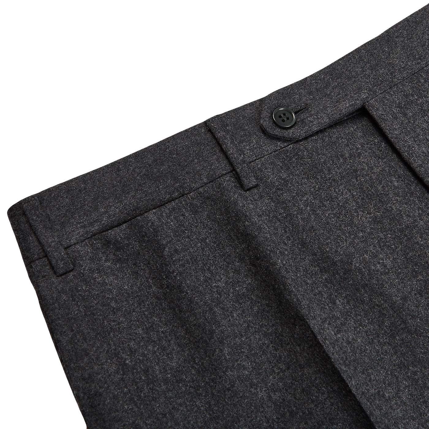 Canali Grey Wool Flannel Flat Front Trousers Edge 22983