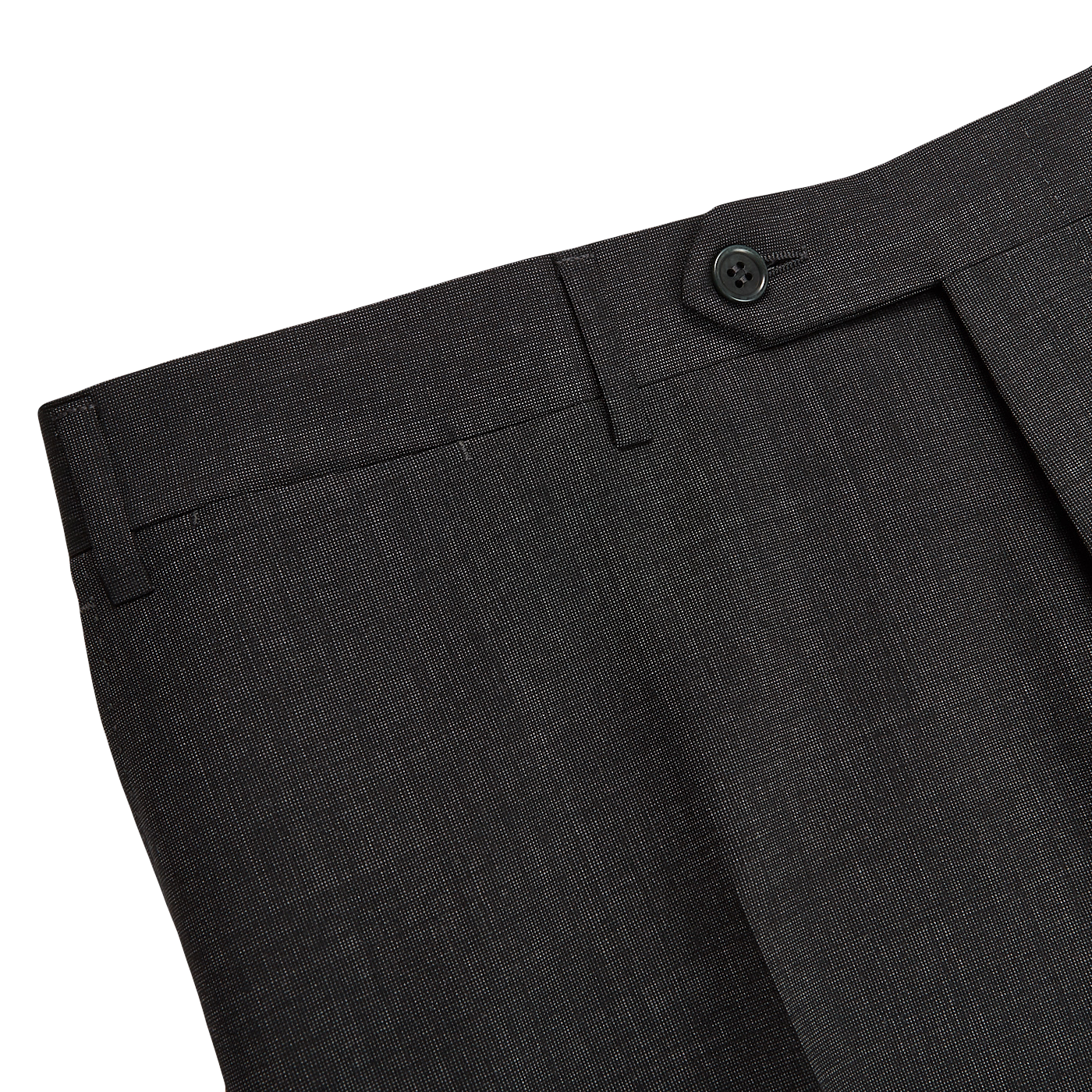 Canali Grey Wool Stretch Flat Front Trousers Edge