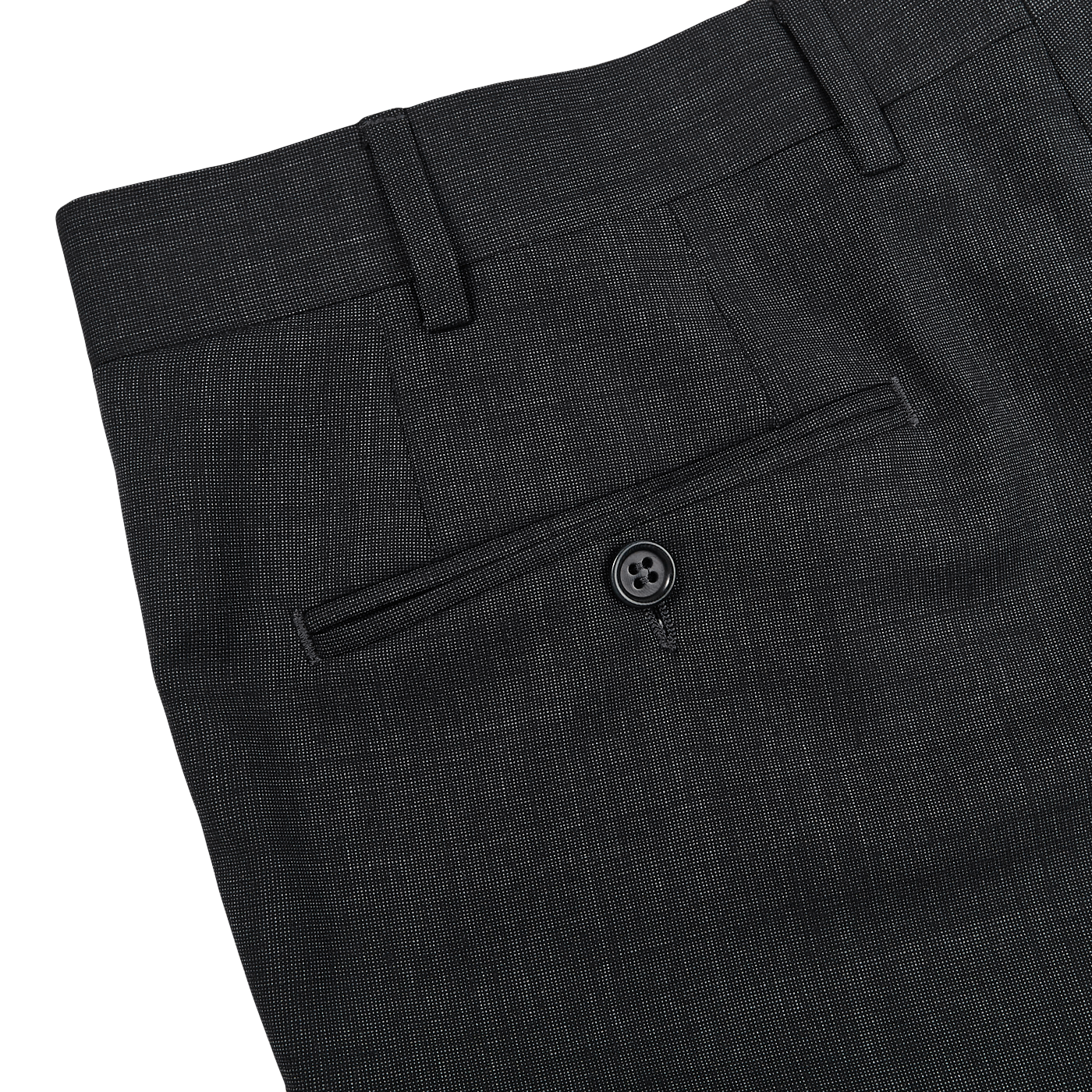 Canali Grey Wool Stretch Flat Front Trousers Pocket