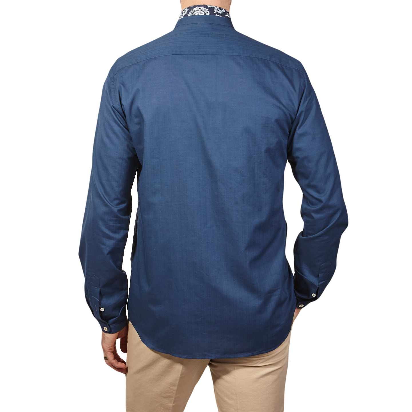 Canali Indigo Blue Grandad Shirt Back