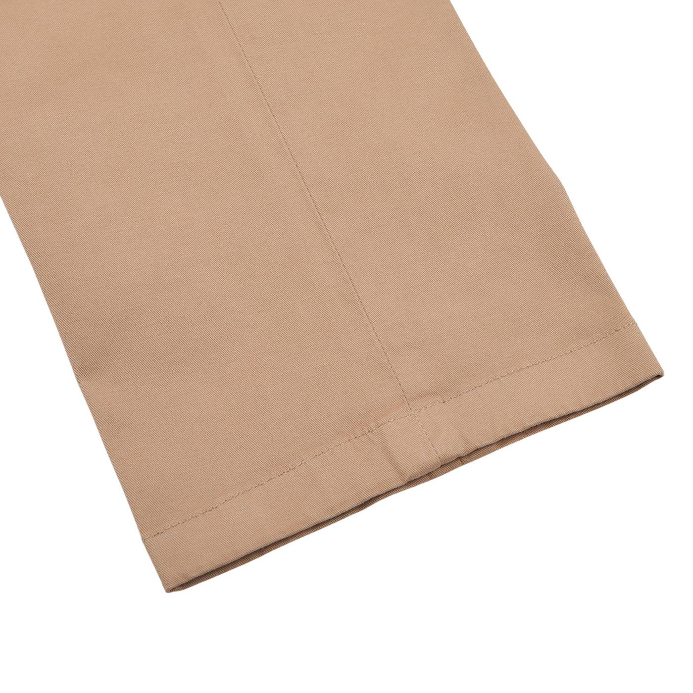 Canali Khaki Beige Cotton Stretch Flat Front Chinos Cuff