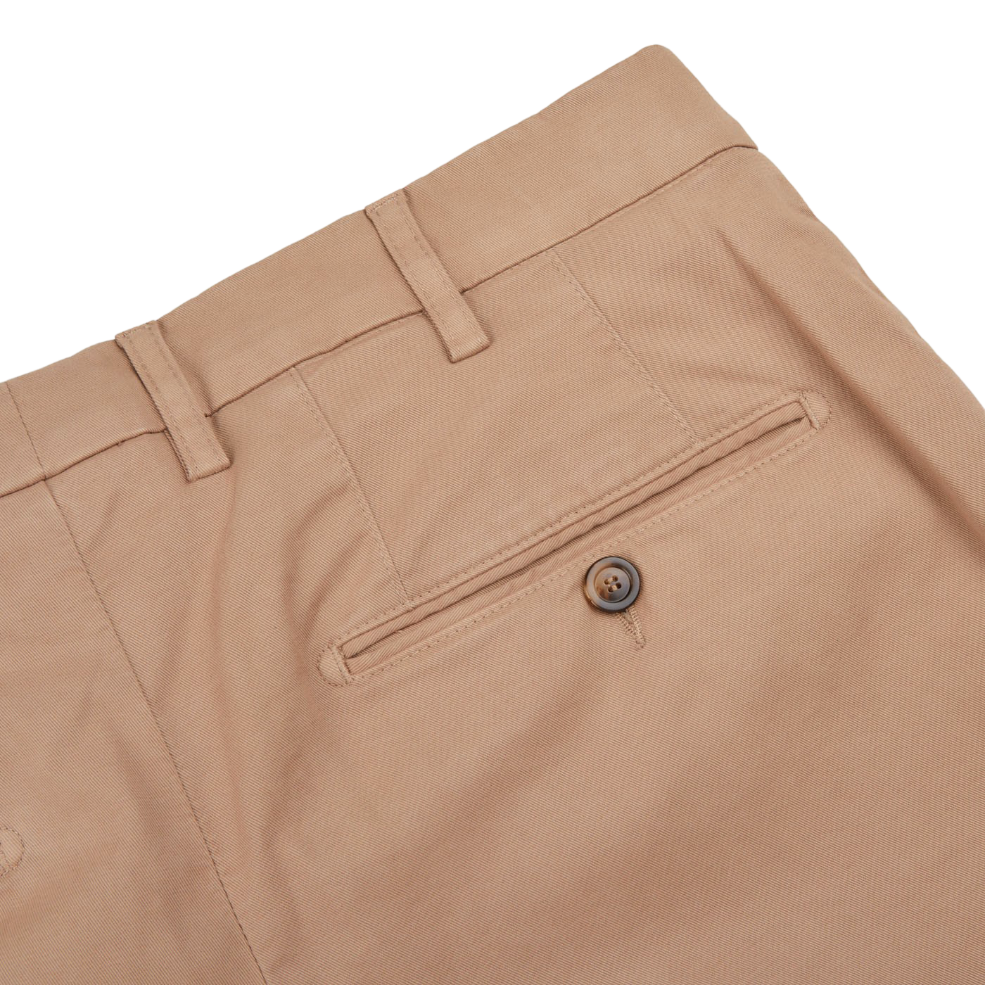 Canali Khaki Beige Cotton Stretch Flat Front Chinos Pocket