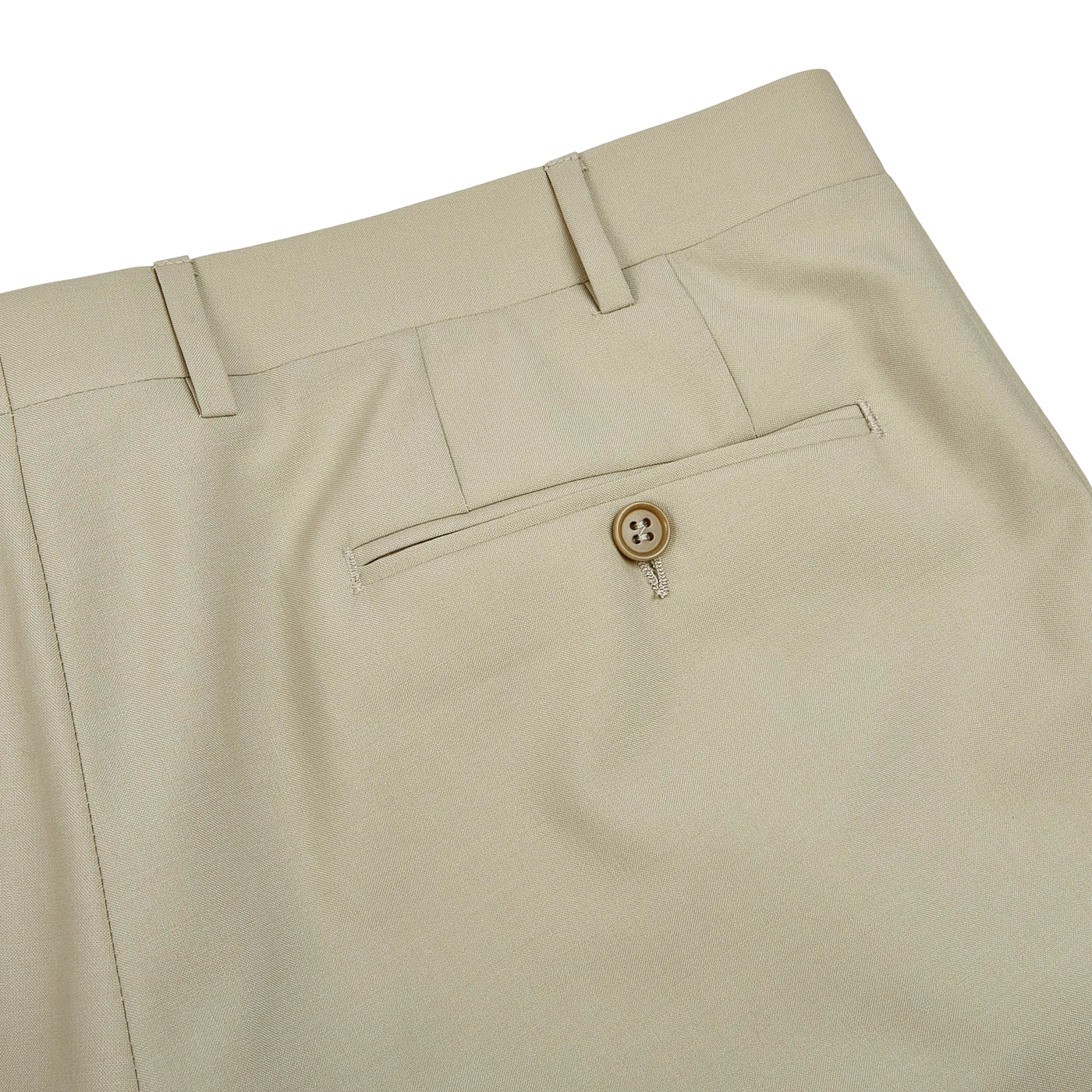 Canali Khaki Tropical Wool Single Pleat Trousers Pocket