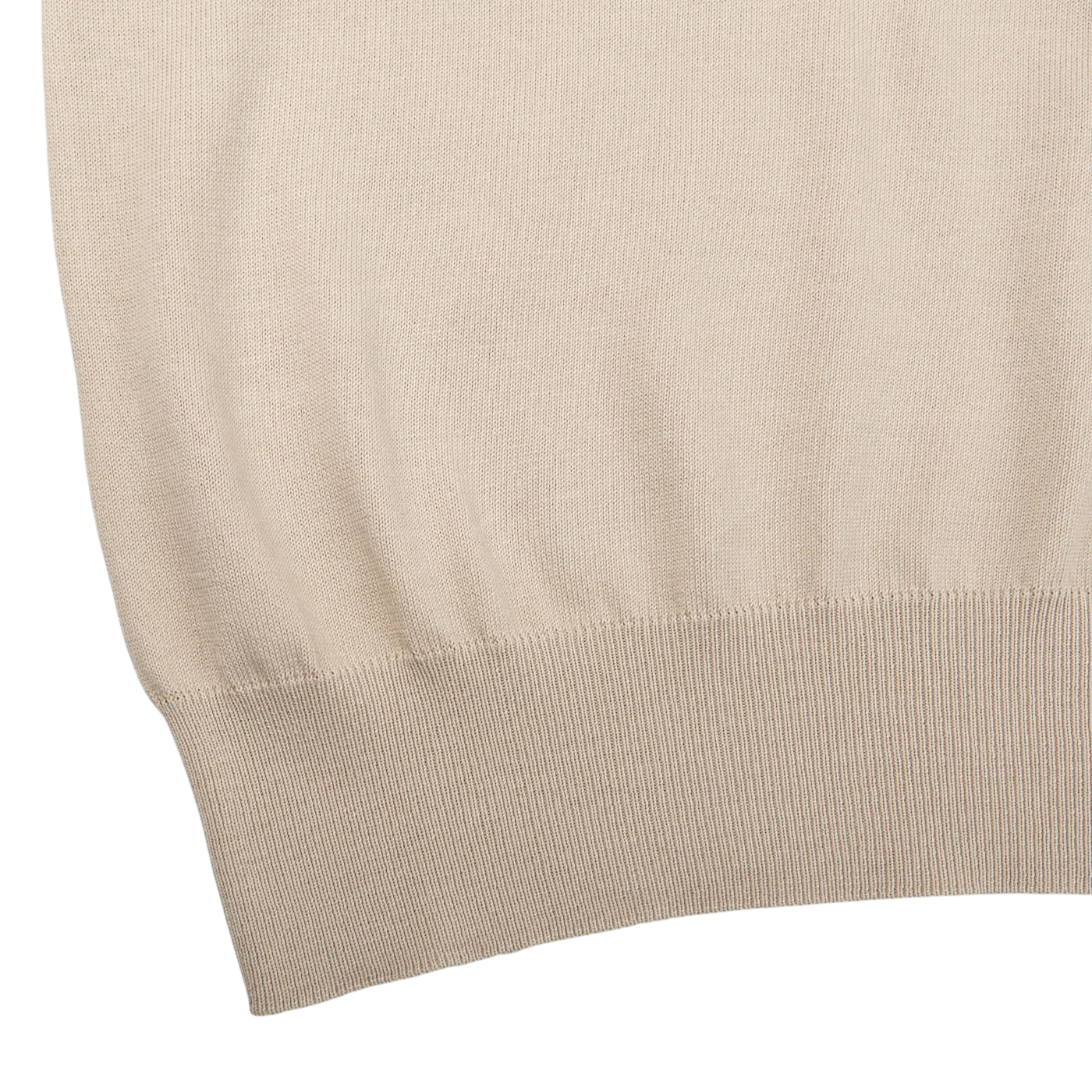 Canali Light Beige Fine Cotton 1:4 Zip Sweater Edge