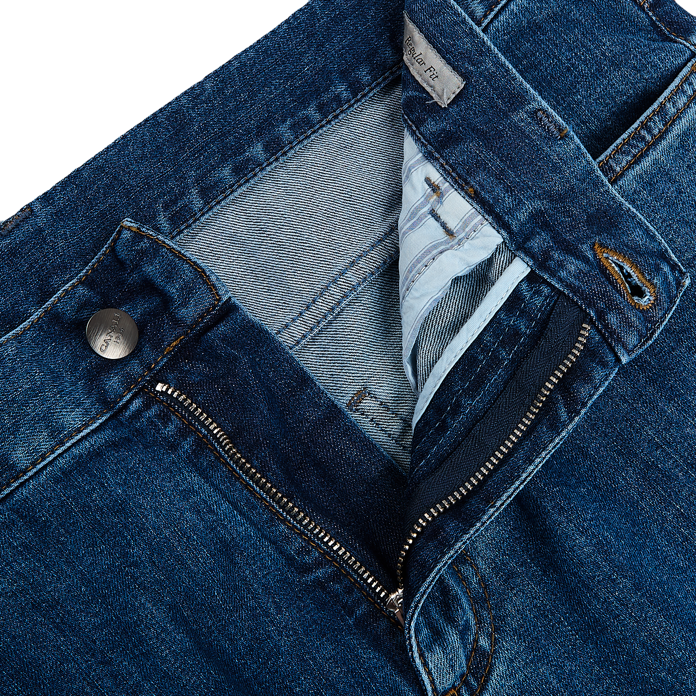 Canali Light Blue Cotton Stretch Jeans Zipper
