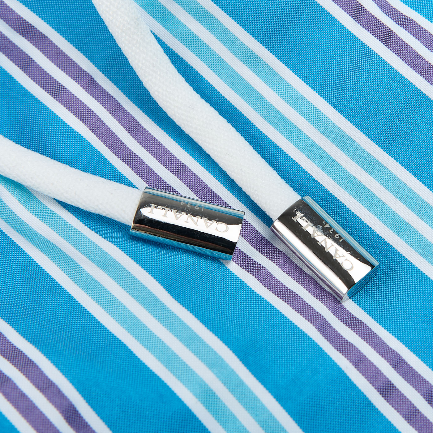 Canali Light Blue Printed Microfiber Swimshorts Straps
