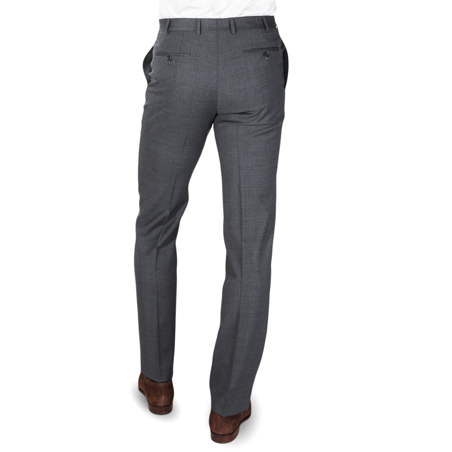 Canali Light Grey Plain Suit Trousers Back