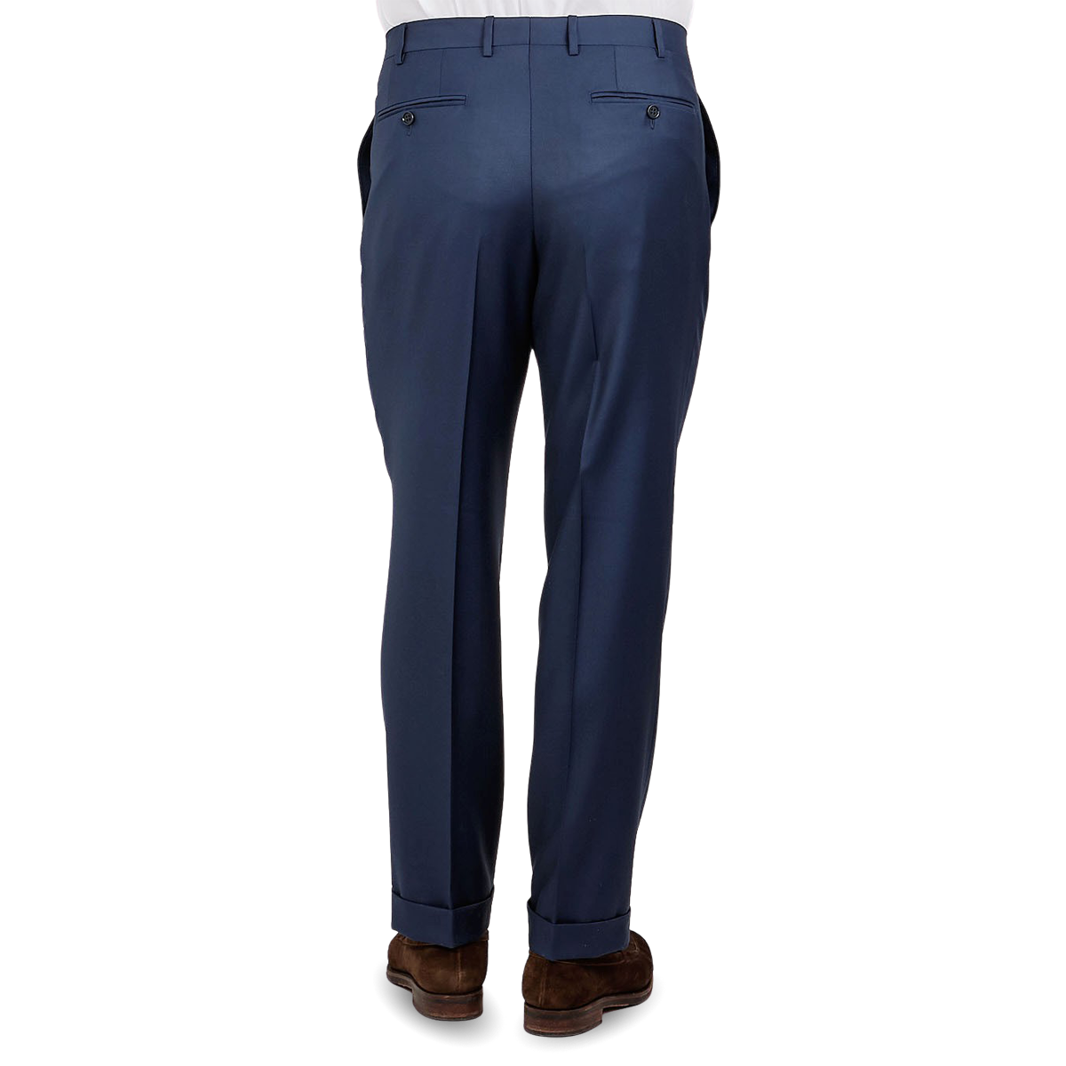 Canali Light Navy Flat Front Trousers Back