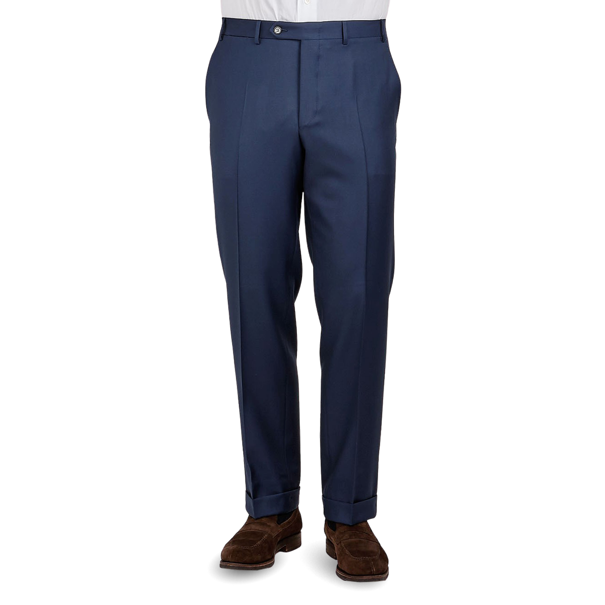 Canali Light Navy Flat Front Trousers Front