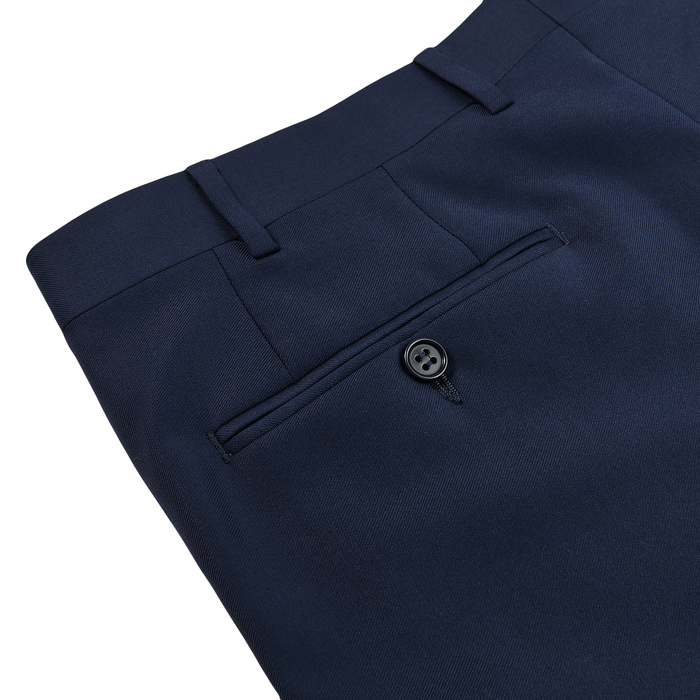 Canali Light Navy Flat Front Trousers Pocket