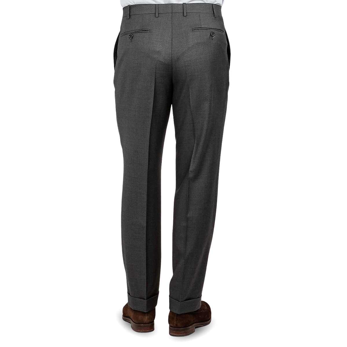 Canali Medium Grey Wool Trousers Back