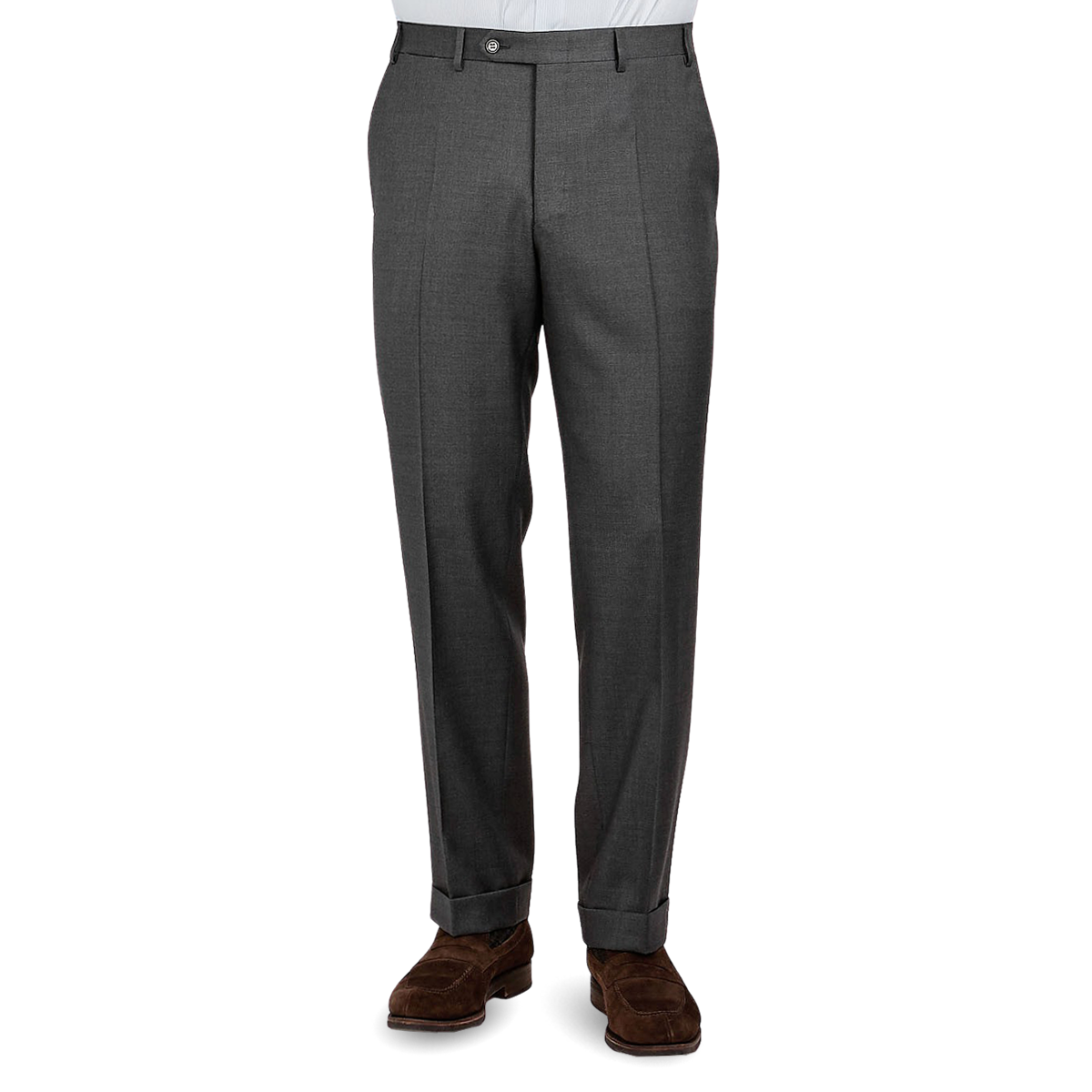 Canali Medium Grey Wool Trousers Front