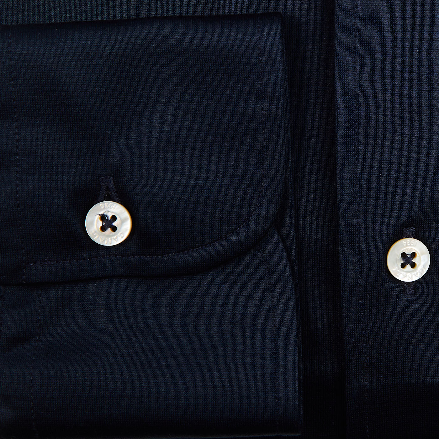 Canali Navy Cotton Jersey Casual Shirt Cuff