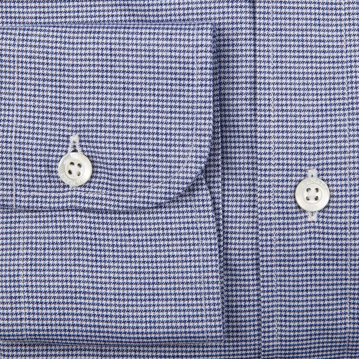 Canali Navy Cotton Puppytooth BD Casual Shirt Cuff
