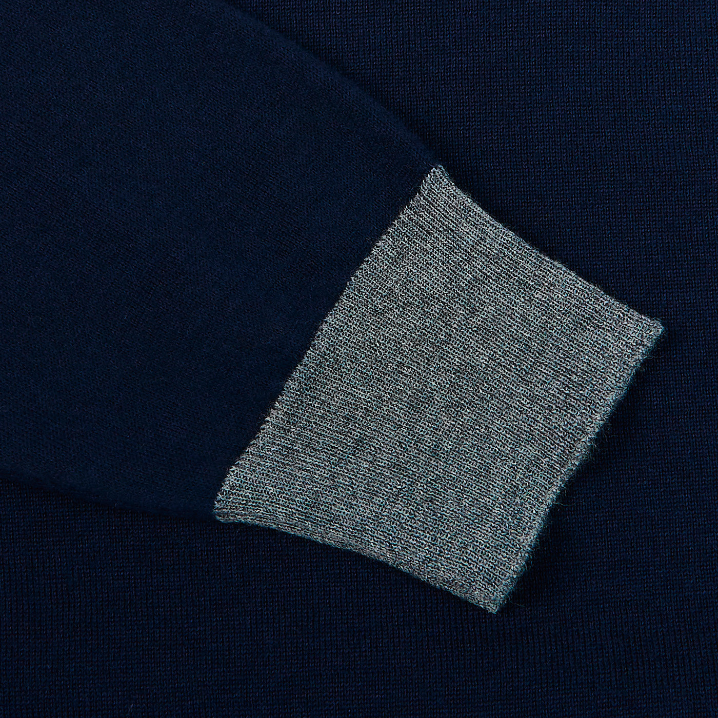 Canali Navy Grey Merino Wool College Sweater Cuff