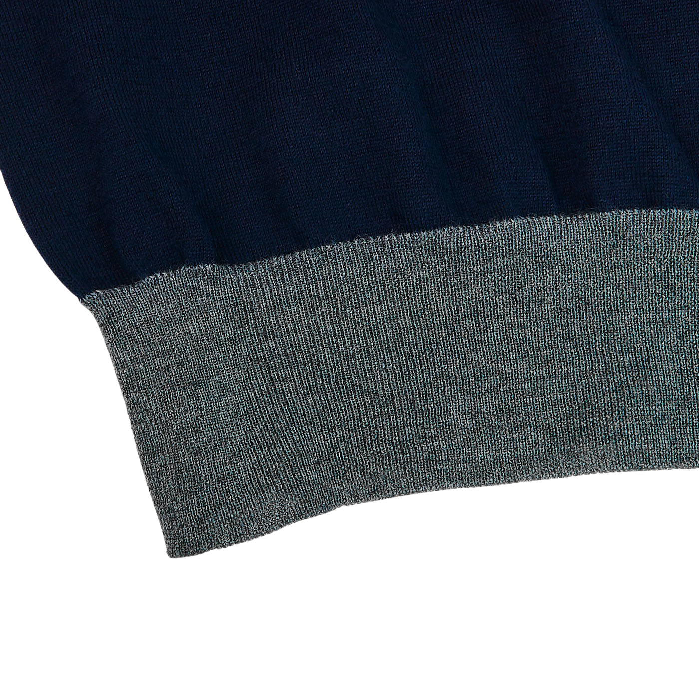 Canali Navy Grey Merino Wool College Sweater Edge