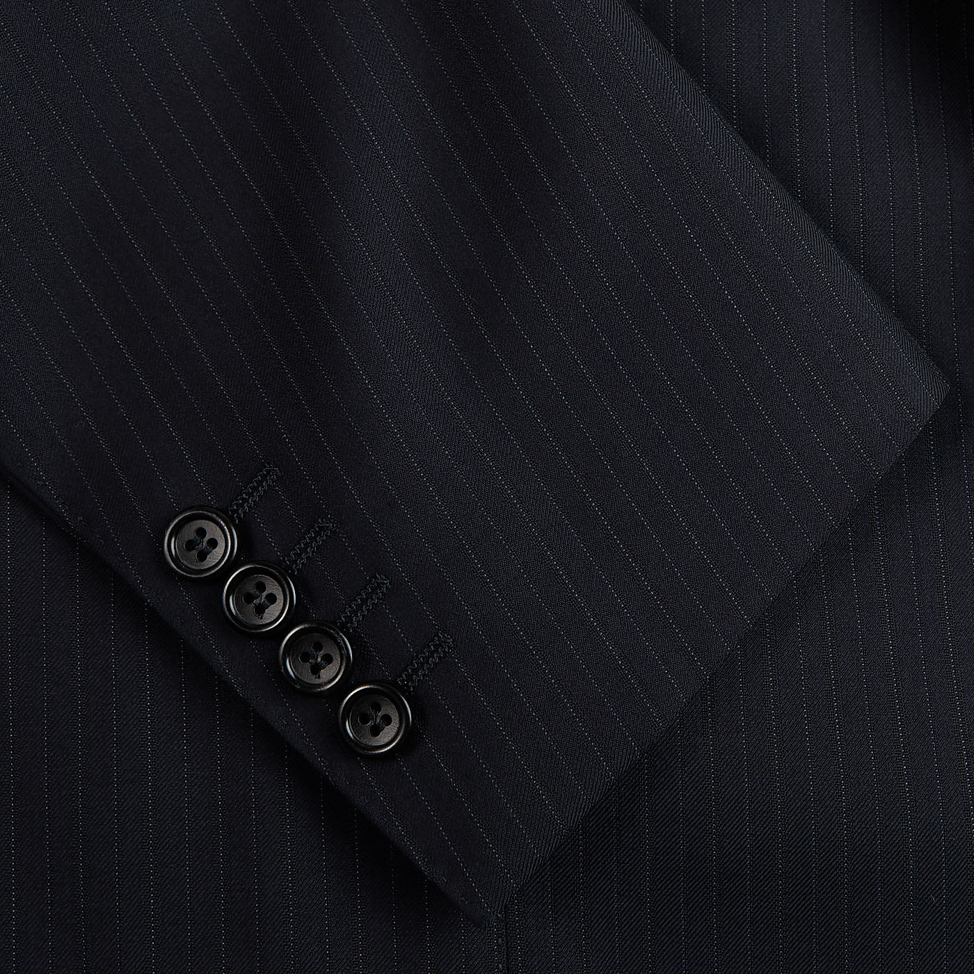 Canali Navy Pinstripe Super 150s Wool Drop 4 Suit Cuff