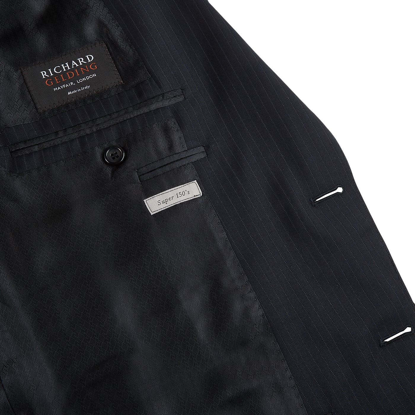 Canali Navy Pinstripe Super 150s Wool Drop 4 Suit Inside