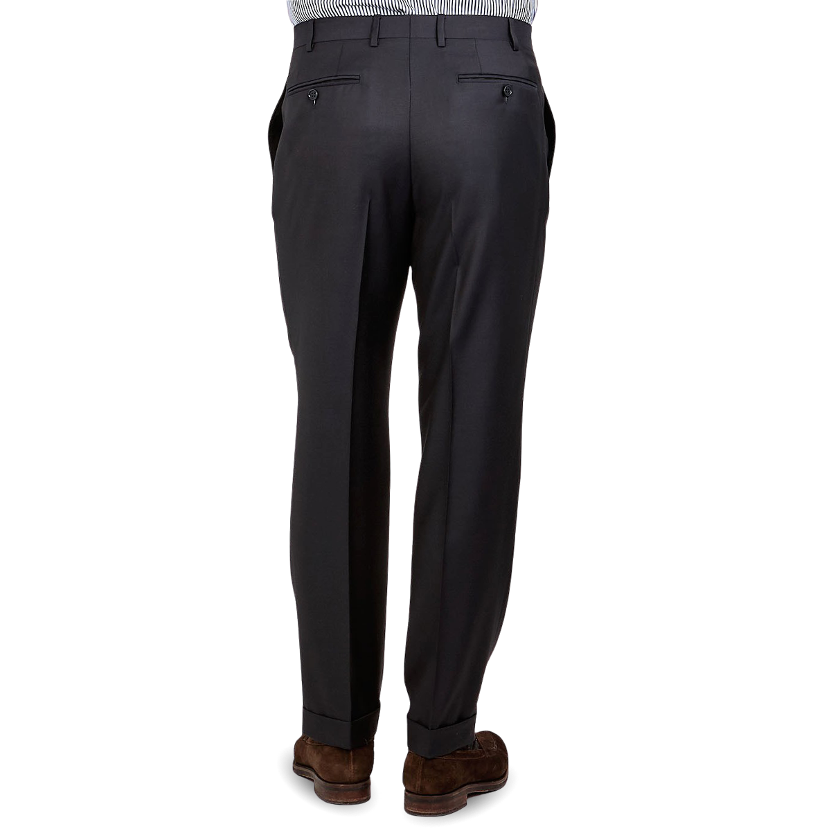 Canali Navy Plain Wool Trousers Back