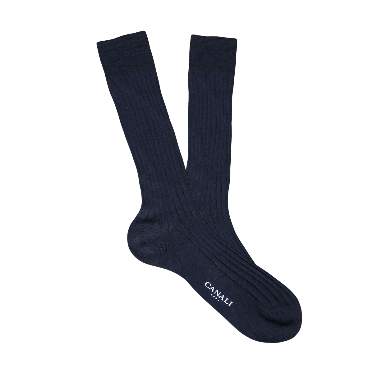 Navy Ribbed Cotton Socks